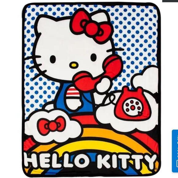 Sanrio Hello Kitty On the Phone Silk Touch Sherpa Throw - Picture 2 of 2